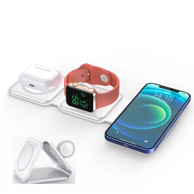 3 in 1 Wireless Charger 3 in 1 Magnetic Foldable Wireless Charger Charging Stand 15W Fast Wireless Charging Pad for iPhone AirPods Apple Watch