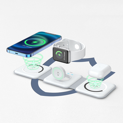 Mobile Phone Wireless Charger 3 in 1 Charging Station MagSaf Foldable Travel Charger Wireless Charger for iPhone Apple Watch AirPods