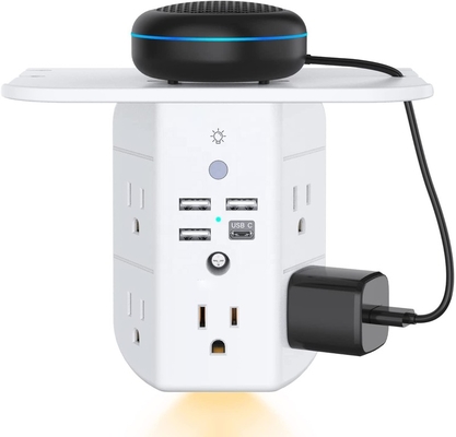 US 5 Outlet Wall Outlet Surge Protector 5 Outlet Wide Spaced Multi AC Outlet USB-A And USB-C Wall Outlet Supplement Wall Charger