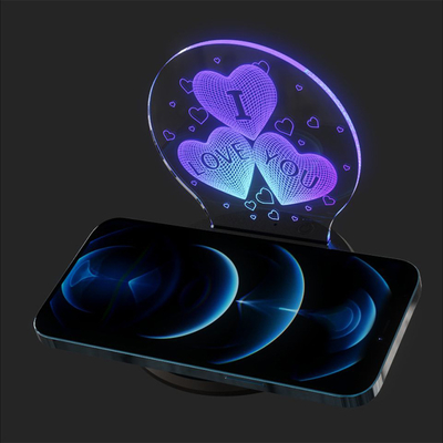 Mobile Phone Fast Wireless Charger For iphone 15W Custom LOGO Colorful Night Light Wireless Charger