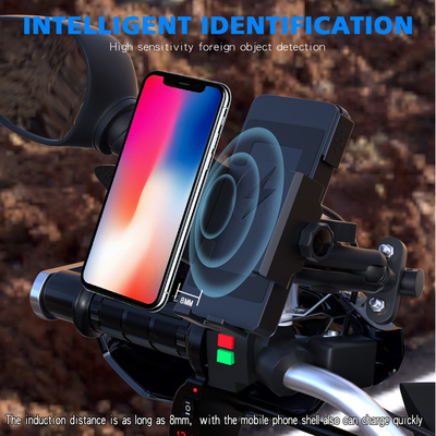 Motorcycle Adjustable Wireless 12~32V Input Voltage Charger Mobile Phone Holder