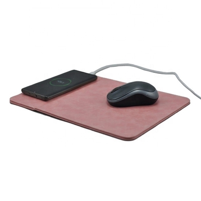 Mobile Phone Stand 10W Pink Color PU Charger Standard Wireless Charging Leather Mouse Pad